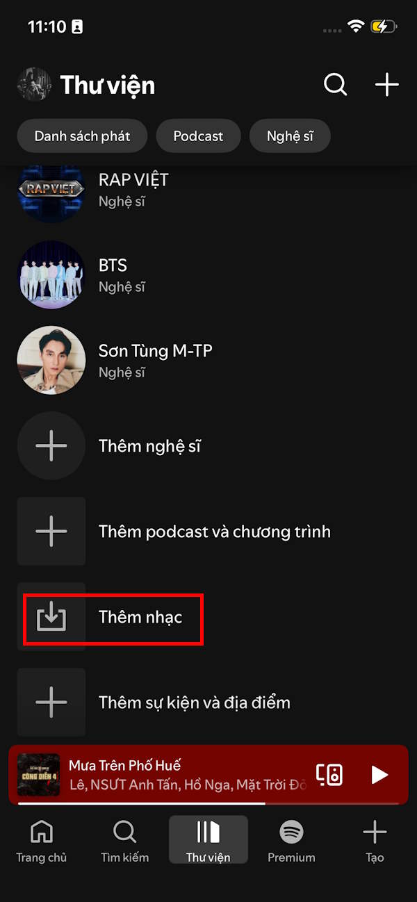 Thêm nhạc trên Spotify