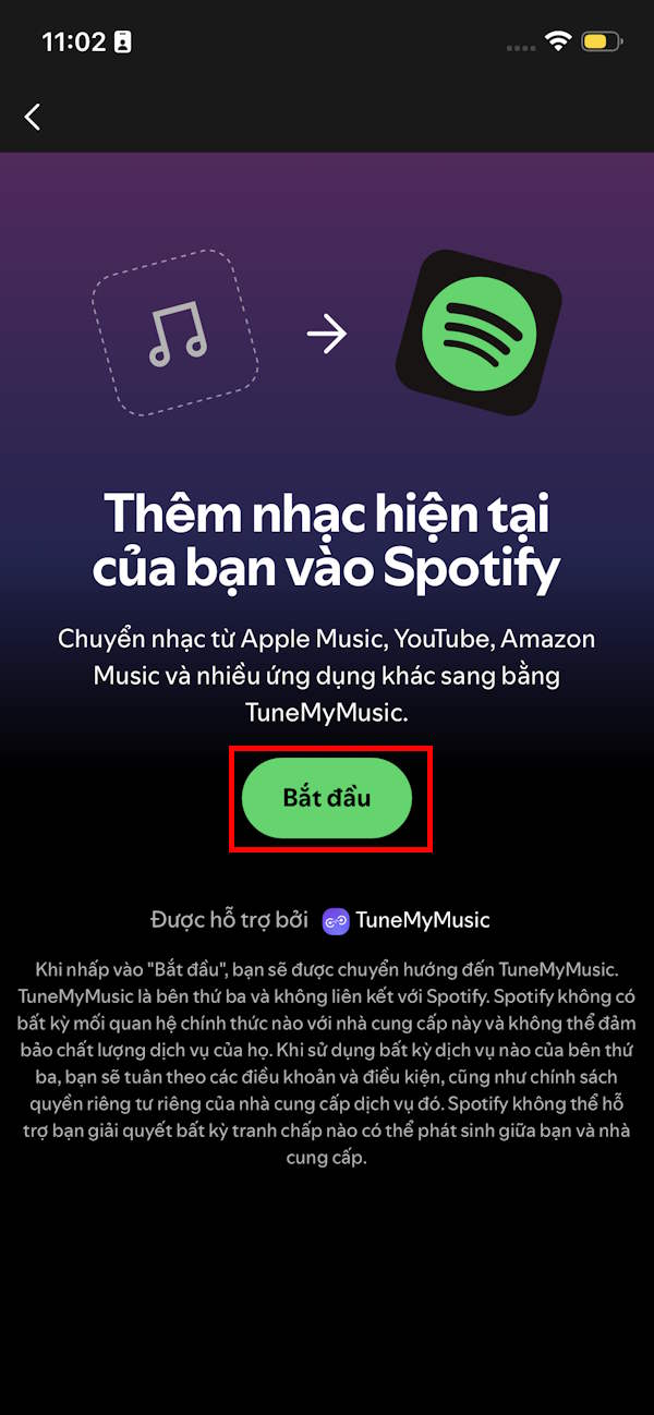 Thực hiện chuyển nhạc vào Spotify