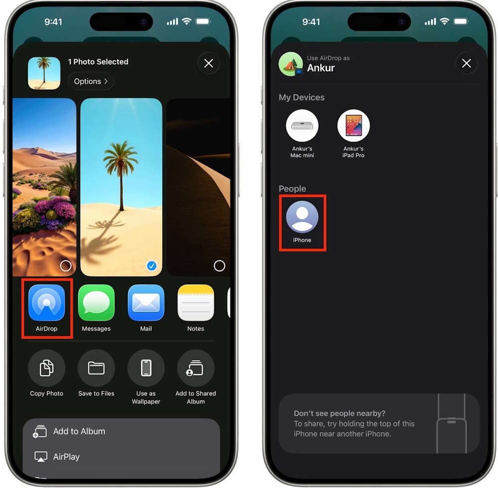 Gửi file bằng AirDrop