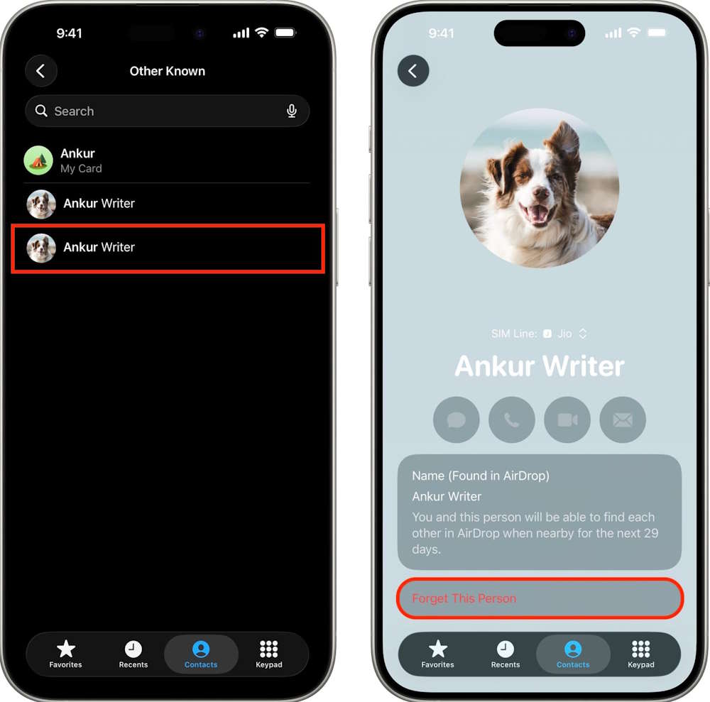 Xóa người kết nối