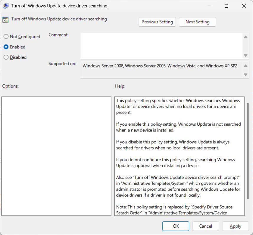 Vô hiệu hóa cập nhật driver tự động qua Group Policy