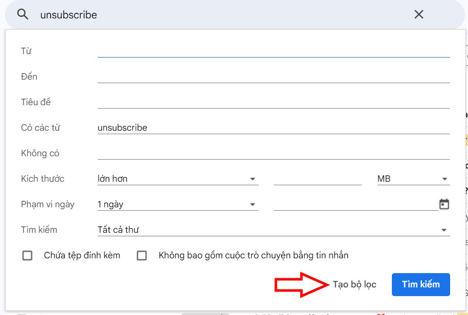 Tạo bộ lọc trên Gmail 