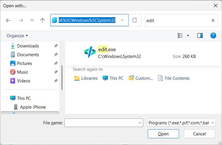 Tìm ứng dụng Microsoft Edit