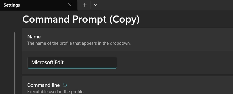Tạo hồ sơ Microsoft Edit
