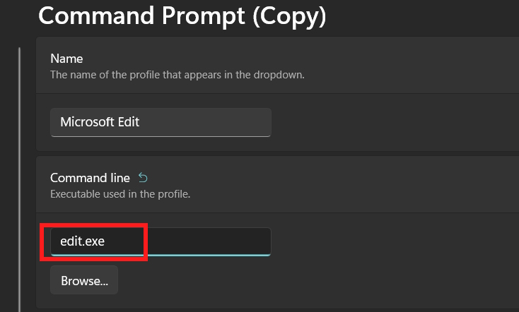 Chọn phần mềm Microsoft Edit