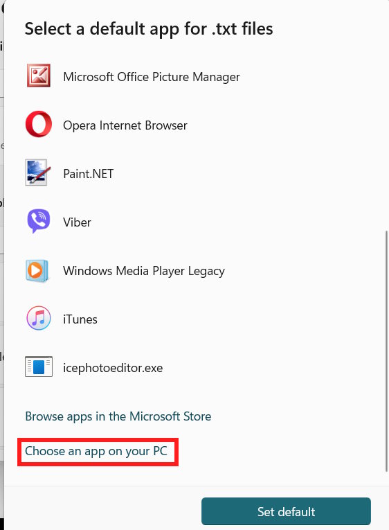 Đổi ứng dụng cho định dạng txt