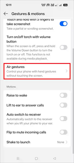 Air Gestures trên Oppo