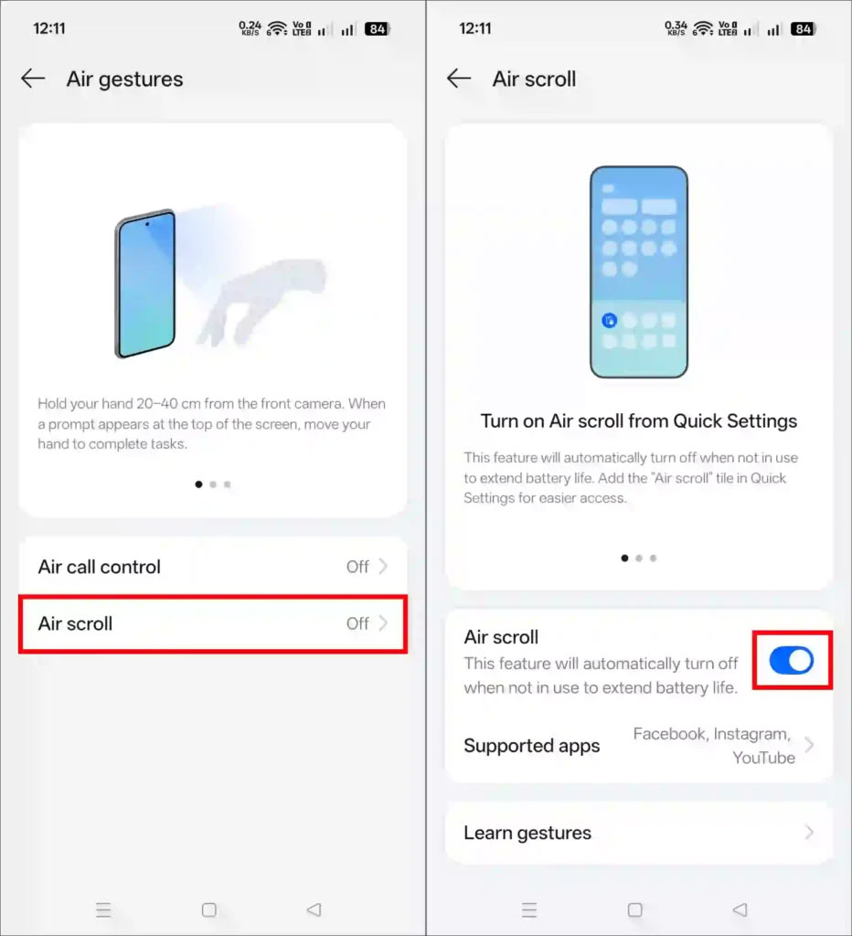 Kích hoạt Air Scroll