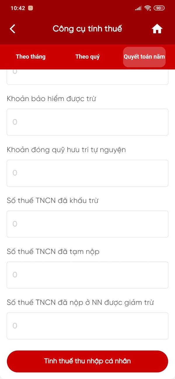 Quyết toán năm eTax Mobile