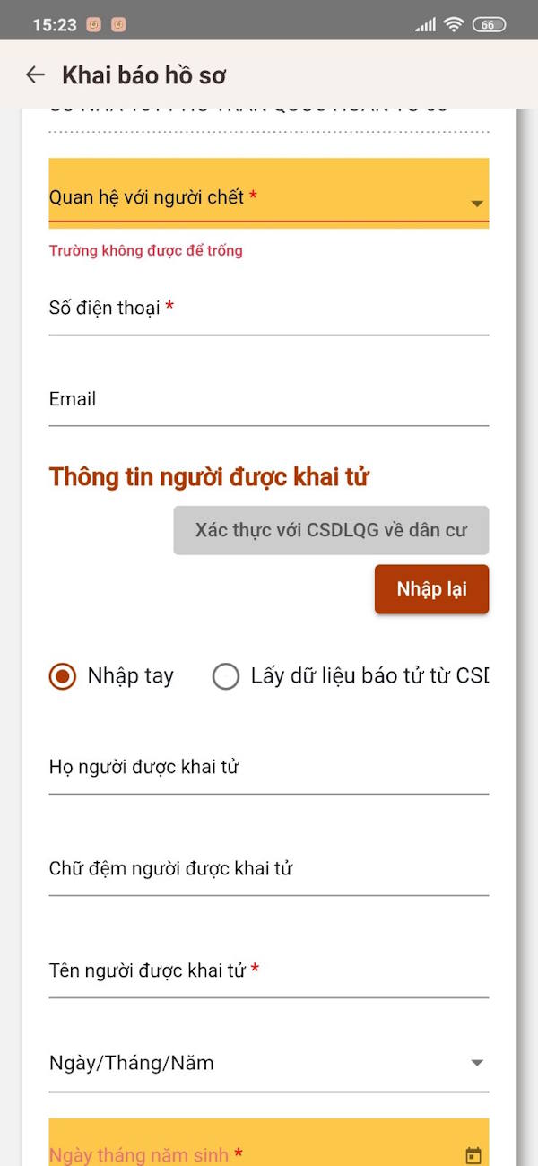 Thông tin người được khai tử