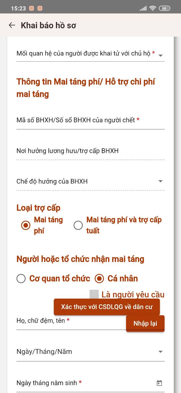 Đăng ký khai tử VNeID