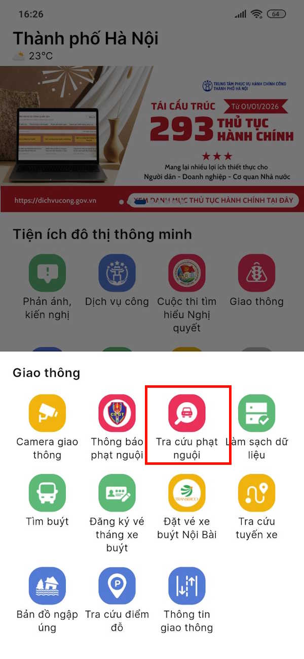 Tra cứu phạt nguội trên iHanoi