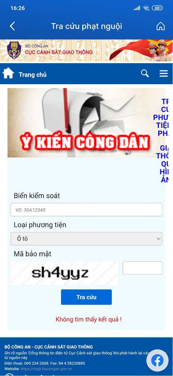 Tra cứu vi phạm trên iHanoi