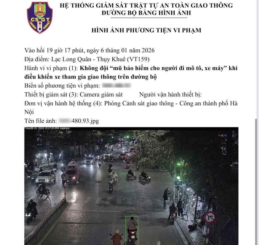 Thông báo vi phạm trên iHanoi