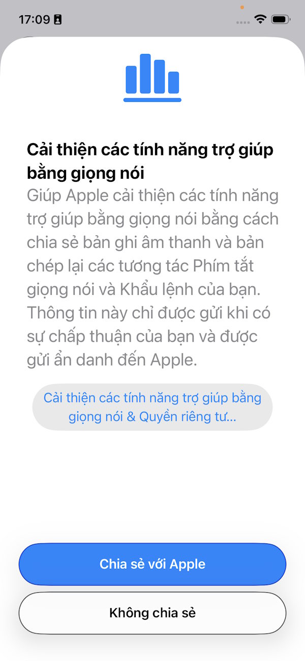Chia sẻ giọng nói với Apple
