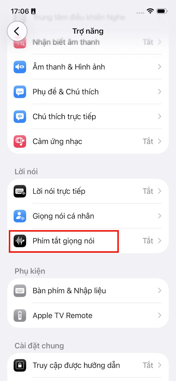 Phím tắt giọng nói iPhone