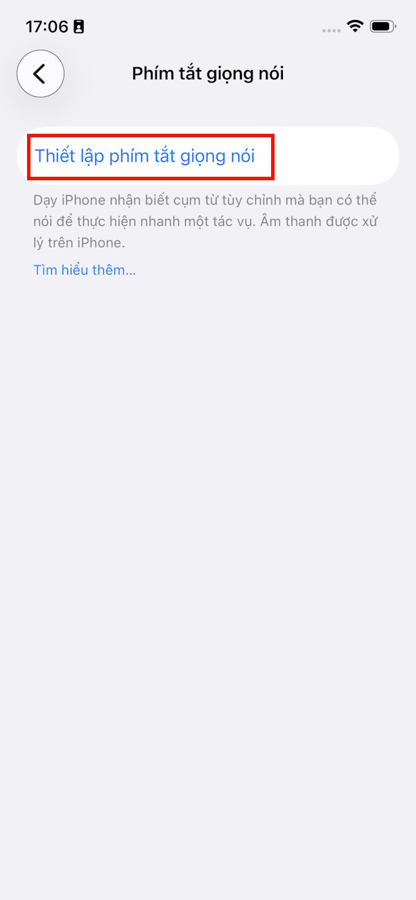 Thiết lập phím tắt giọng nói iPhone
