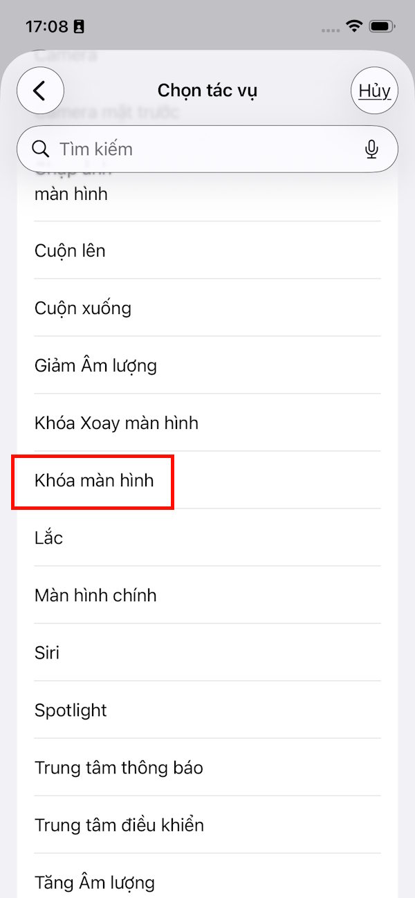 Tác vụ khóa màn hình