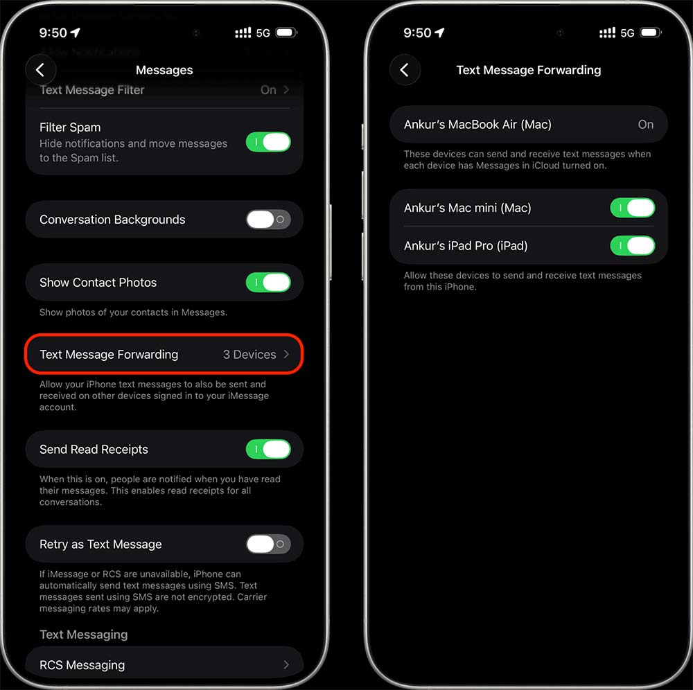 Text Message Forwarding