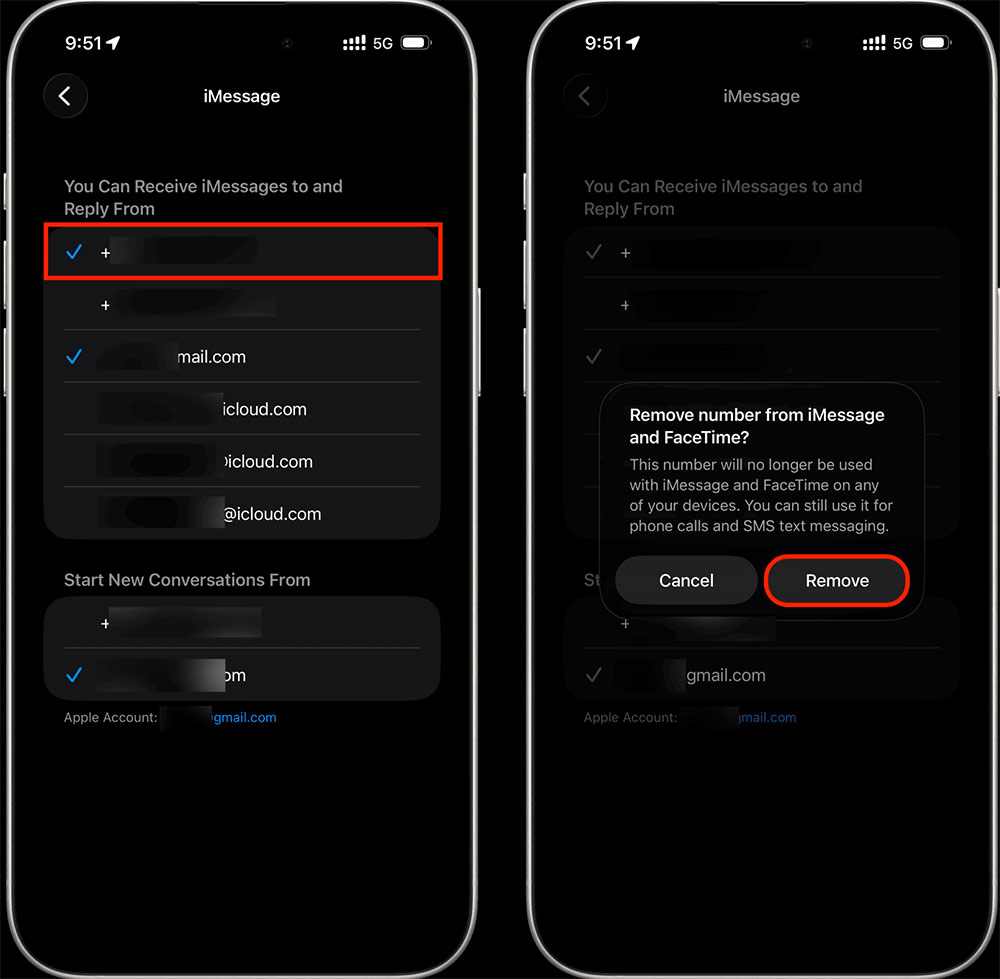Xóa số điện thoại thêm vào FaceTime, tin nhắn
