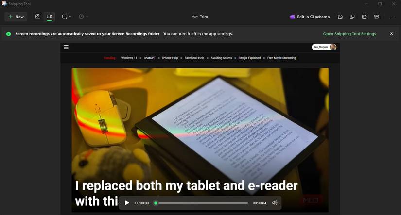 Bảng chỉnh sửa của Snipping Tool