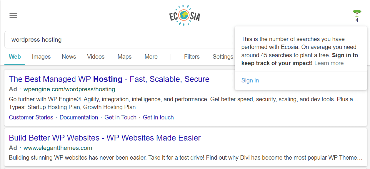 Kết quả tìm kiếm Ecosia