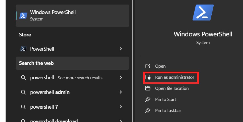 Chạy Powershell quyền Admin