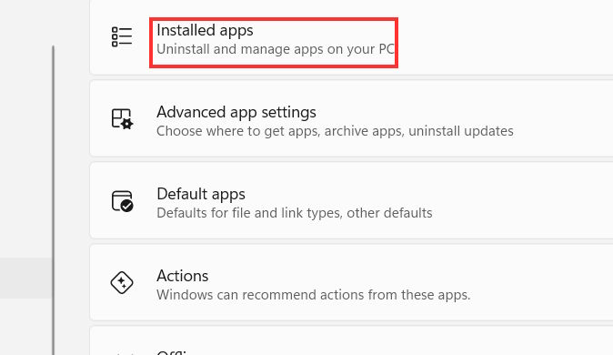 Ứng dụng cài đặt trên Windows