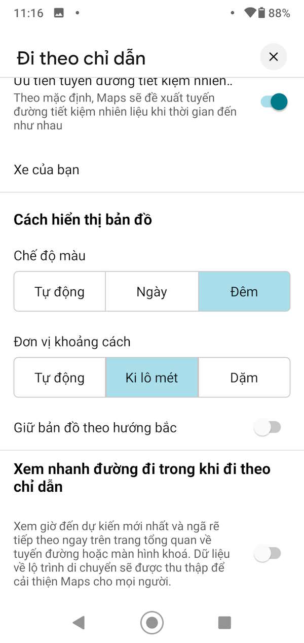 Lựa chọn đơn vị khoảng cách Google Maps
