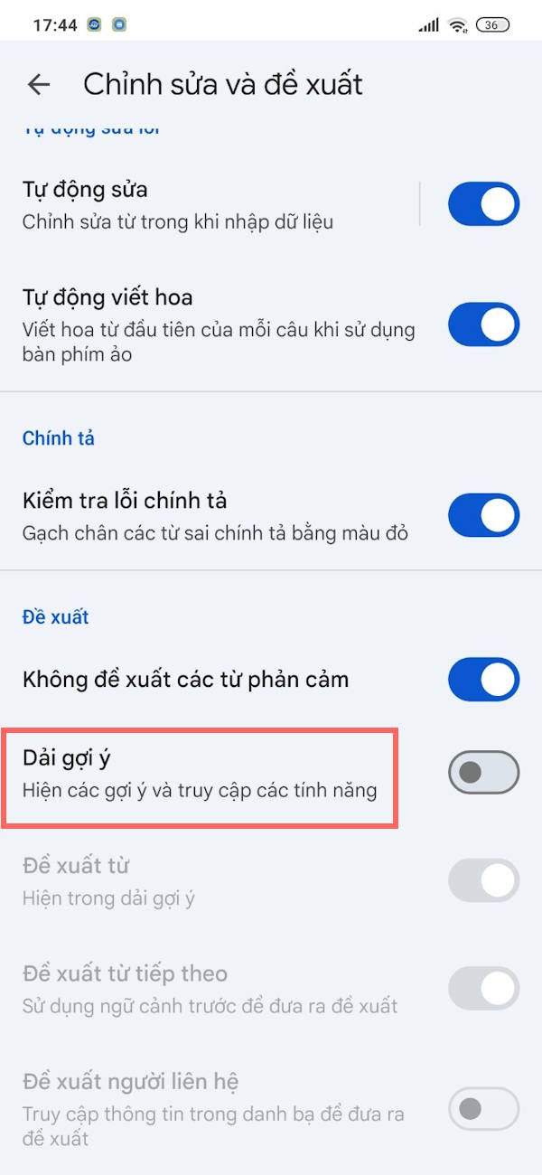 Tắt gợi ý WhatsApp