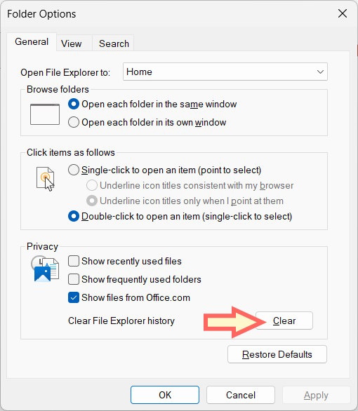Xóa lịch sử Explorer