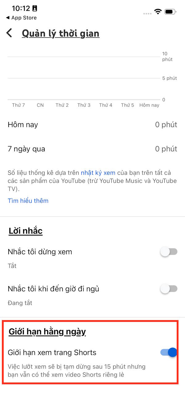 Chặn xem video YouTube Shorts