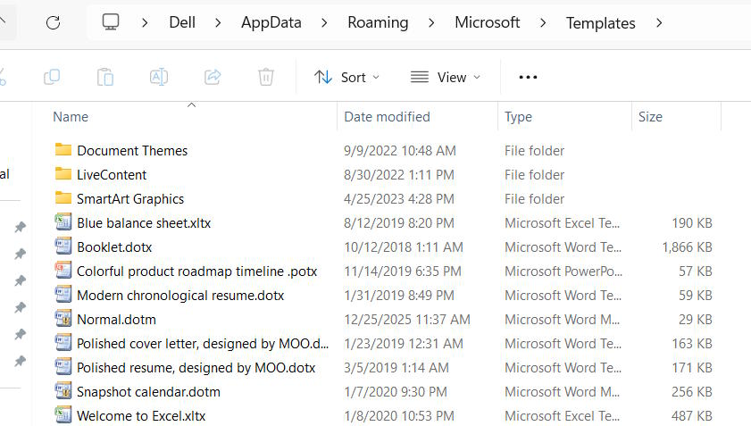 Truy cập mẫu cho Office