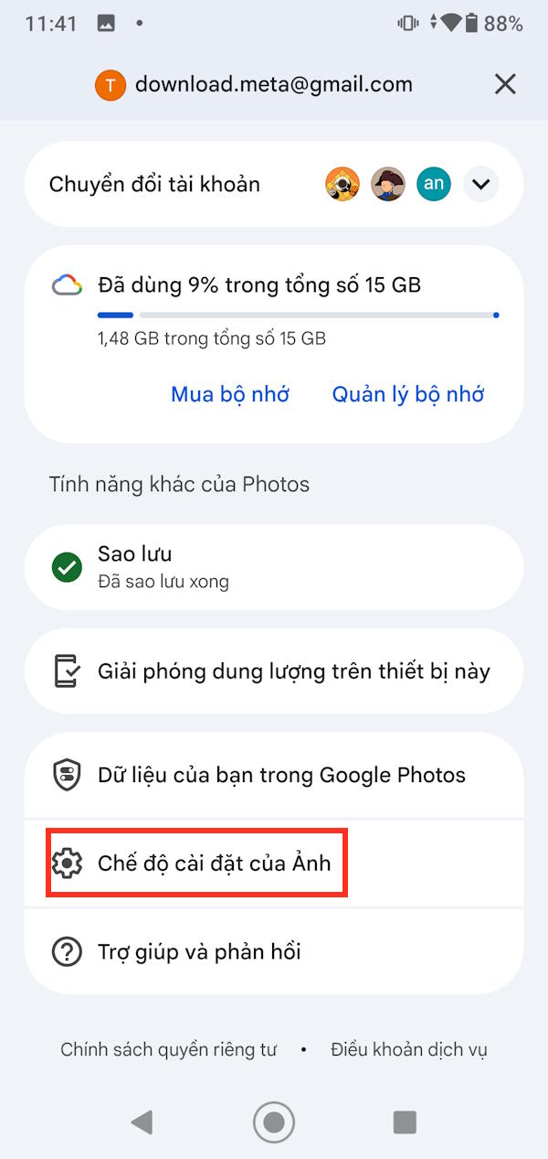 Cài đặt Google Photos