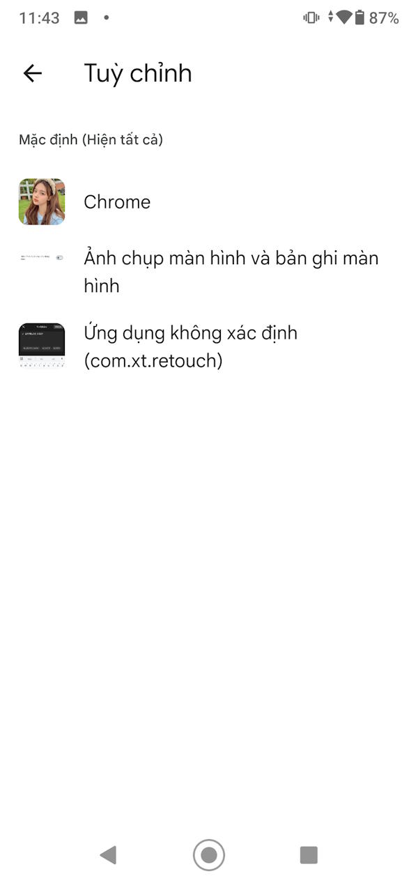 Chọn ứng dụng ngoại lệ