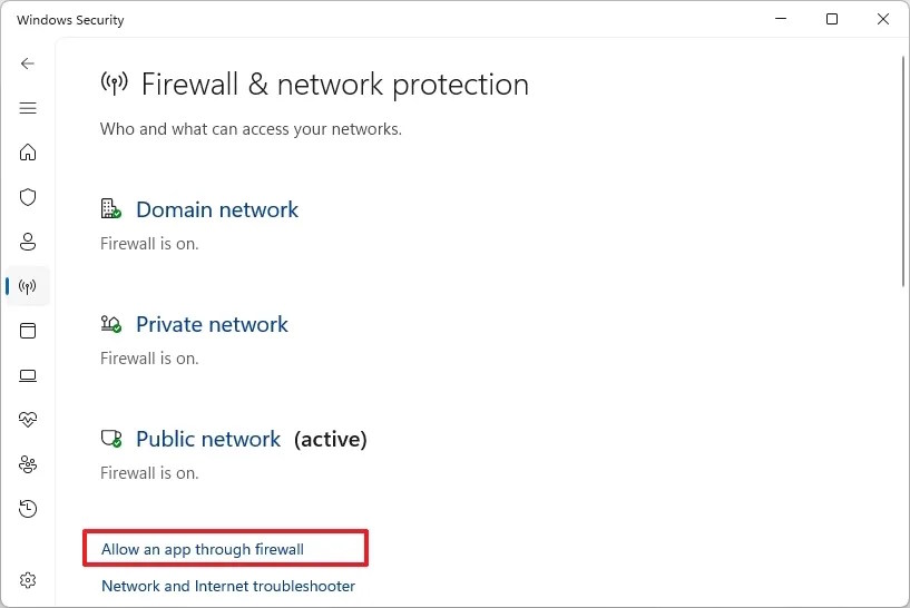Allow an app through firewall