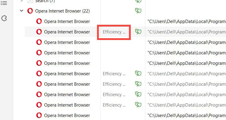 Chọn Efficiency Mode cho phiên ứng dụng