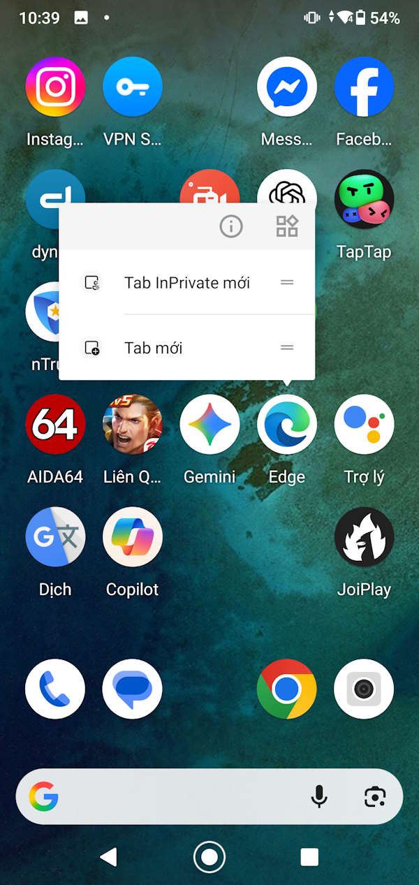 Phím tắt ứng dụng Android