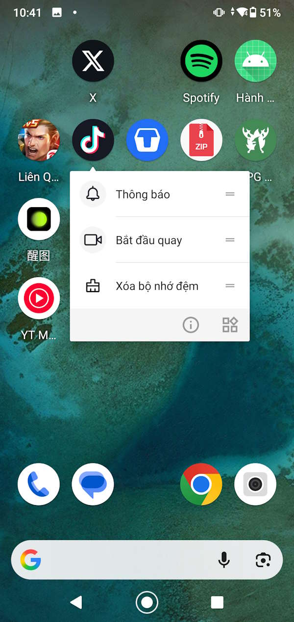 Chọn phím tắt ứng dụng Android