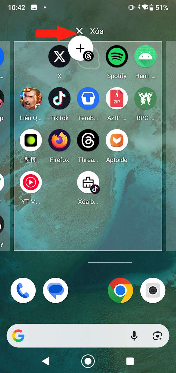 Xóa phím tắt ứng dụng Android