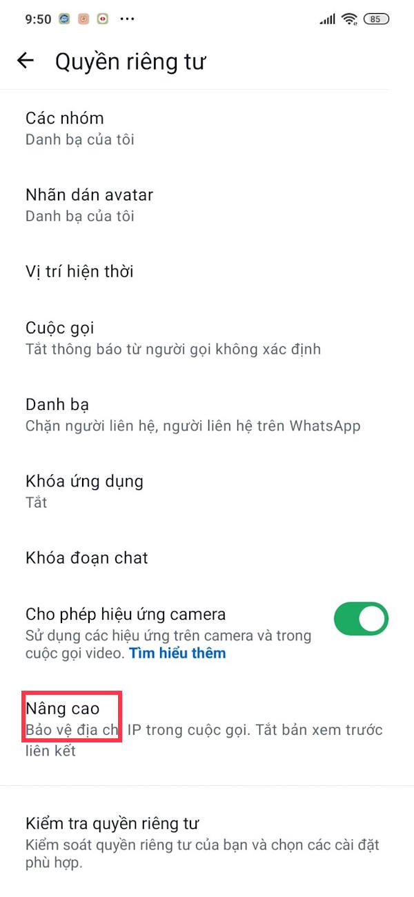 Nâng cao trên WhatsApp