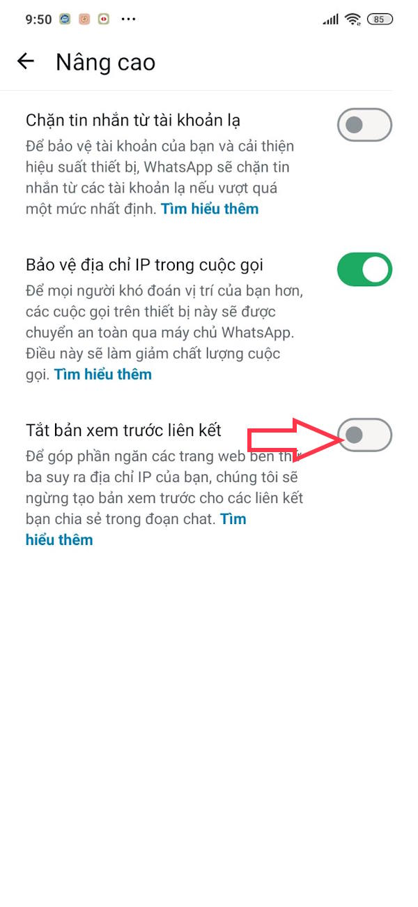 Xem trước liên kết WhatsApp