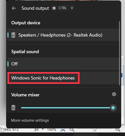 Bật Spatial Sound qua Quick Settings