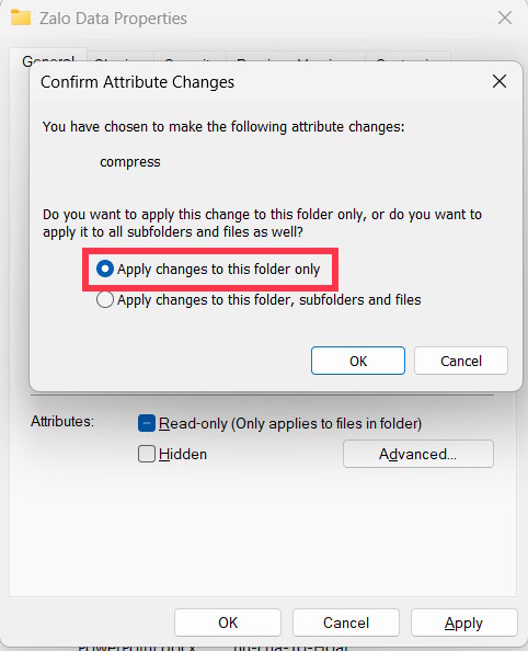 Chỉ nén tập tin này giải phóng dung lượng 