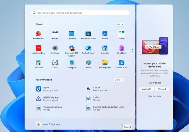 Menu Start Windows cồng kềnh