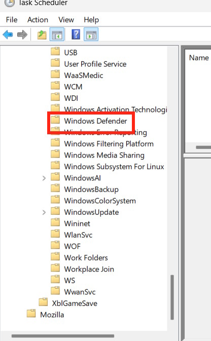 Thư mục Windows Defender