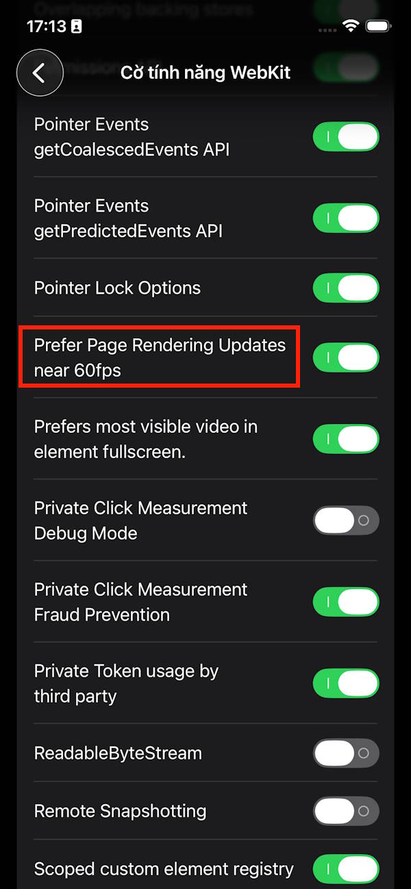 Prefer Page Rendering Updates near 60fps