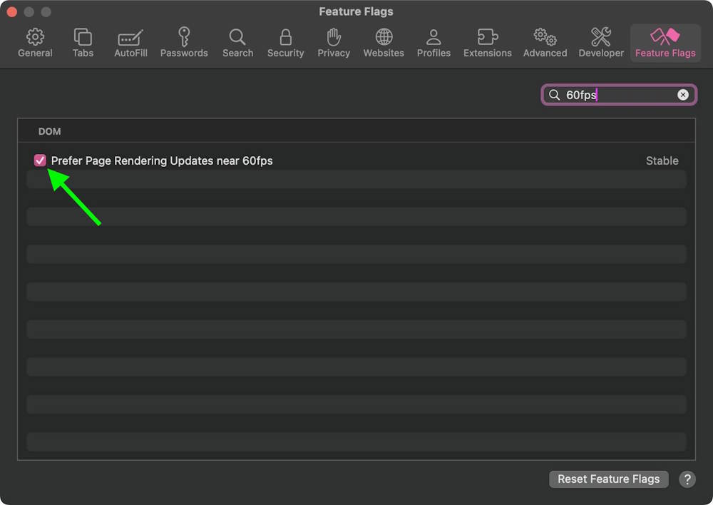 Bật chế độ duyệt web 120Hz trên Safari trên Mac
