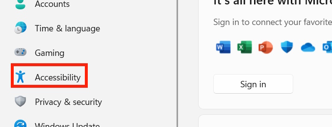 Accessibility trên Windows