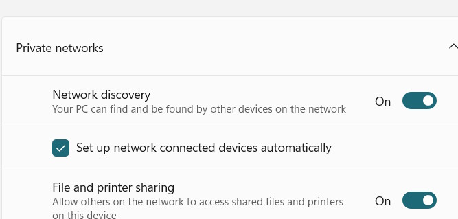 Bật Network discovery và File sharing